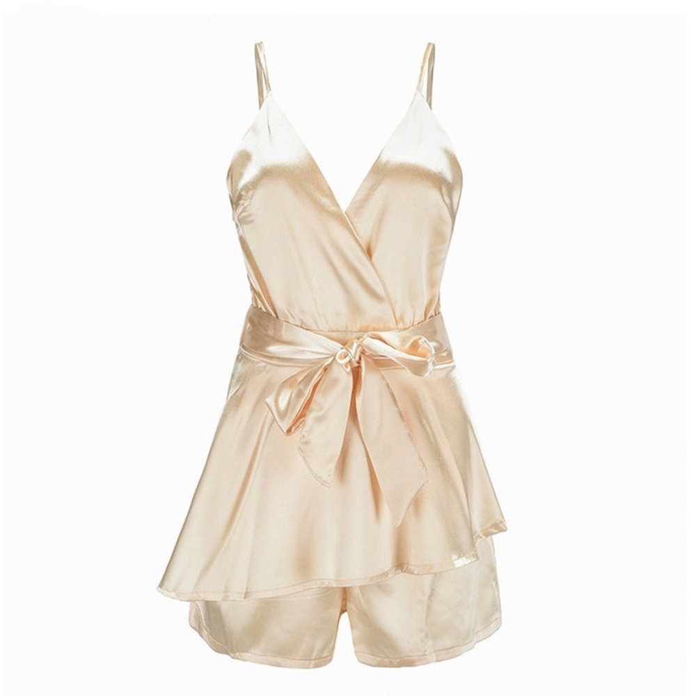 V neck satin romper - Picture 1 of 5